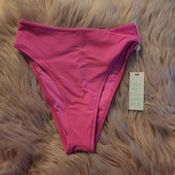 Frankie's Bikinis Other - Frankies Bikinis Jenna ribbed high waist bikini bottom bright pink